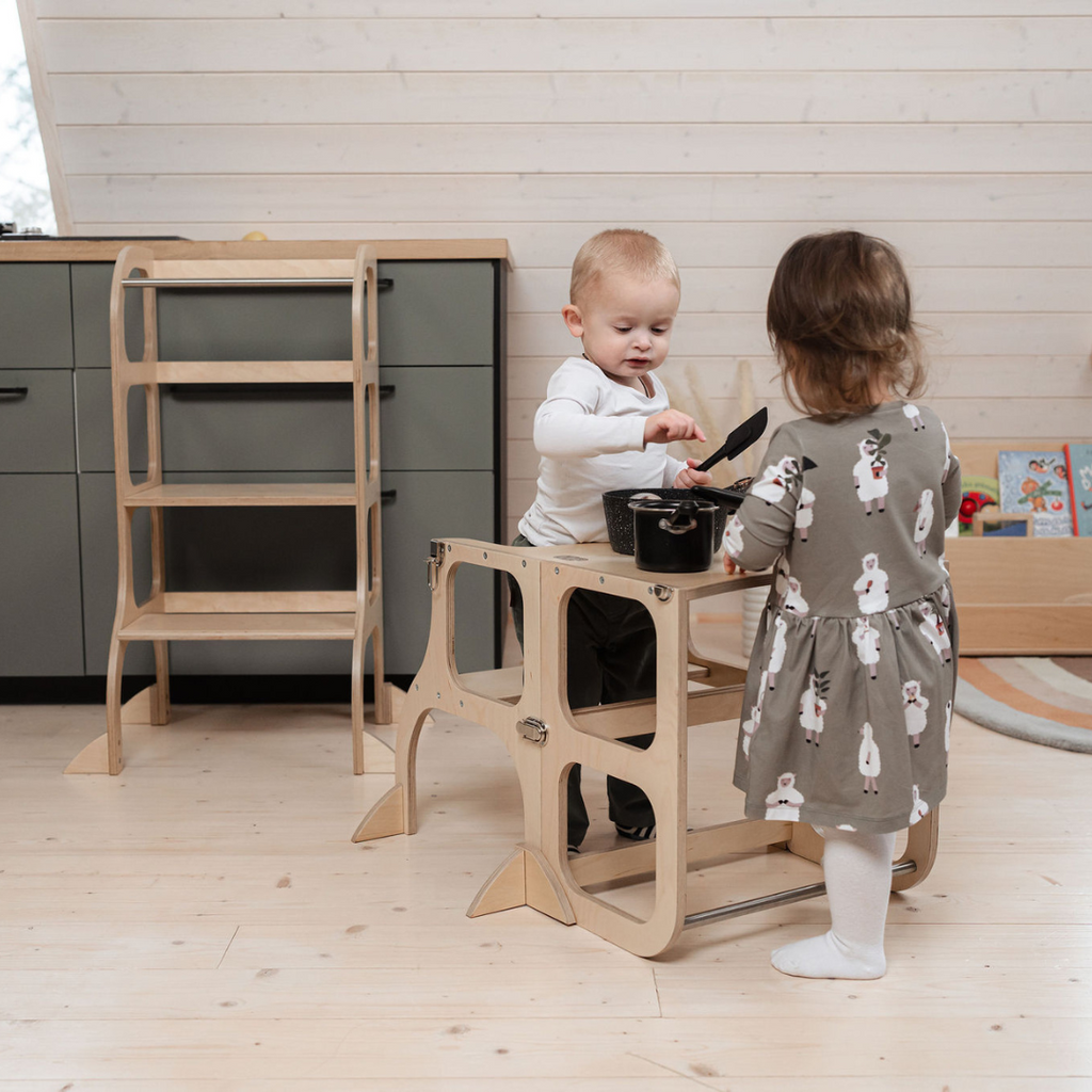 Wieża 2w1 Step'n'Sit z nóżkami naturalna Ette Tete – widok 5