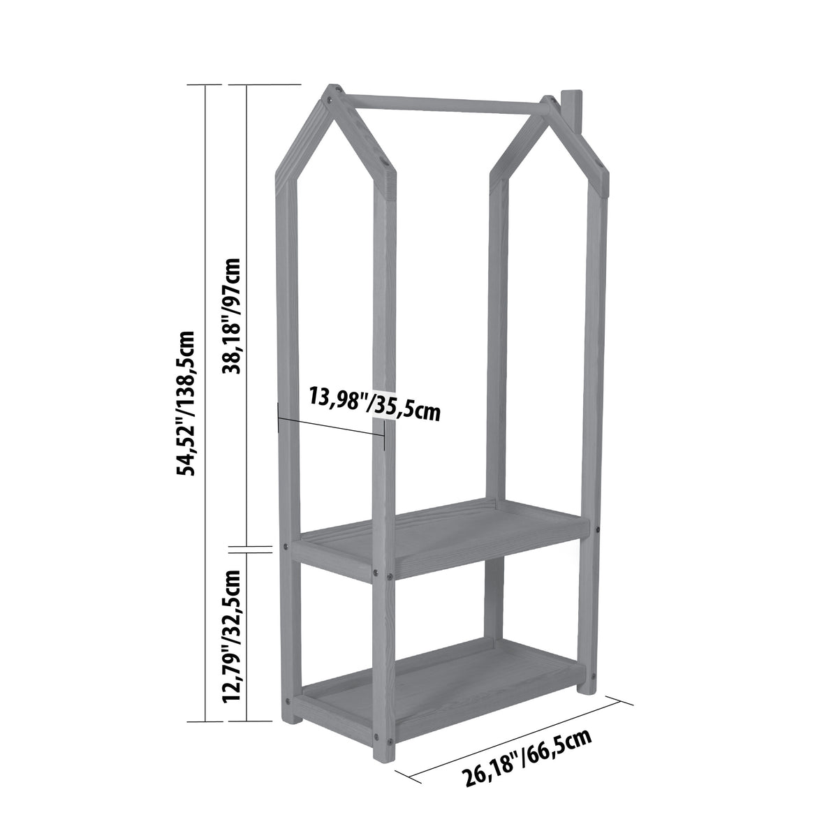 Stojak na ubrania domek ze schowkiem Montessori House Bed – widok 7