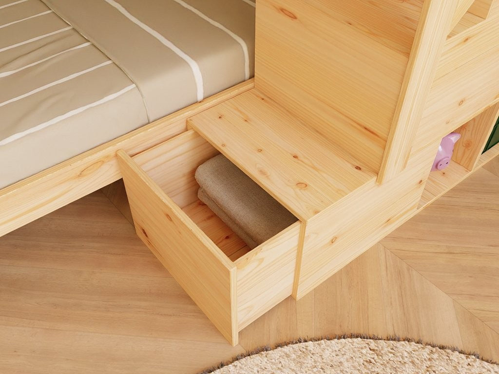 Letto a castello casetta ALPY con scala contenitore Benlemi – vista 8