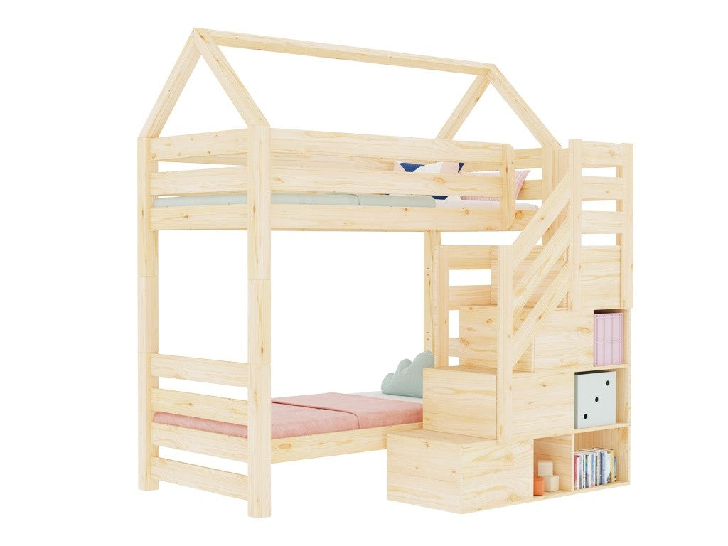 Letto a castello casetta ALPY con scala contenitore Benlemi – vista 9