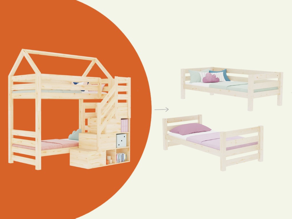 Lit superposé cabane ALPY à escalier Benlemi – vue 3