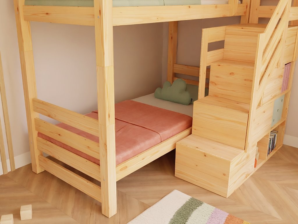 Letto a castello casetta ALPY con scala contenitore Benlemi – vista 7