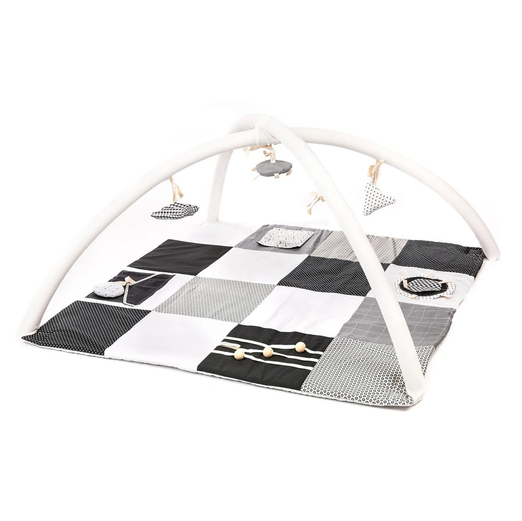 Tapis d'éveil bébé 100x100 noir et blanc Karloova