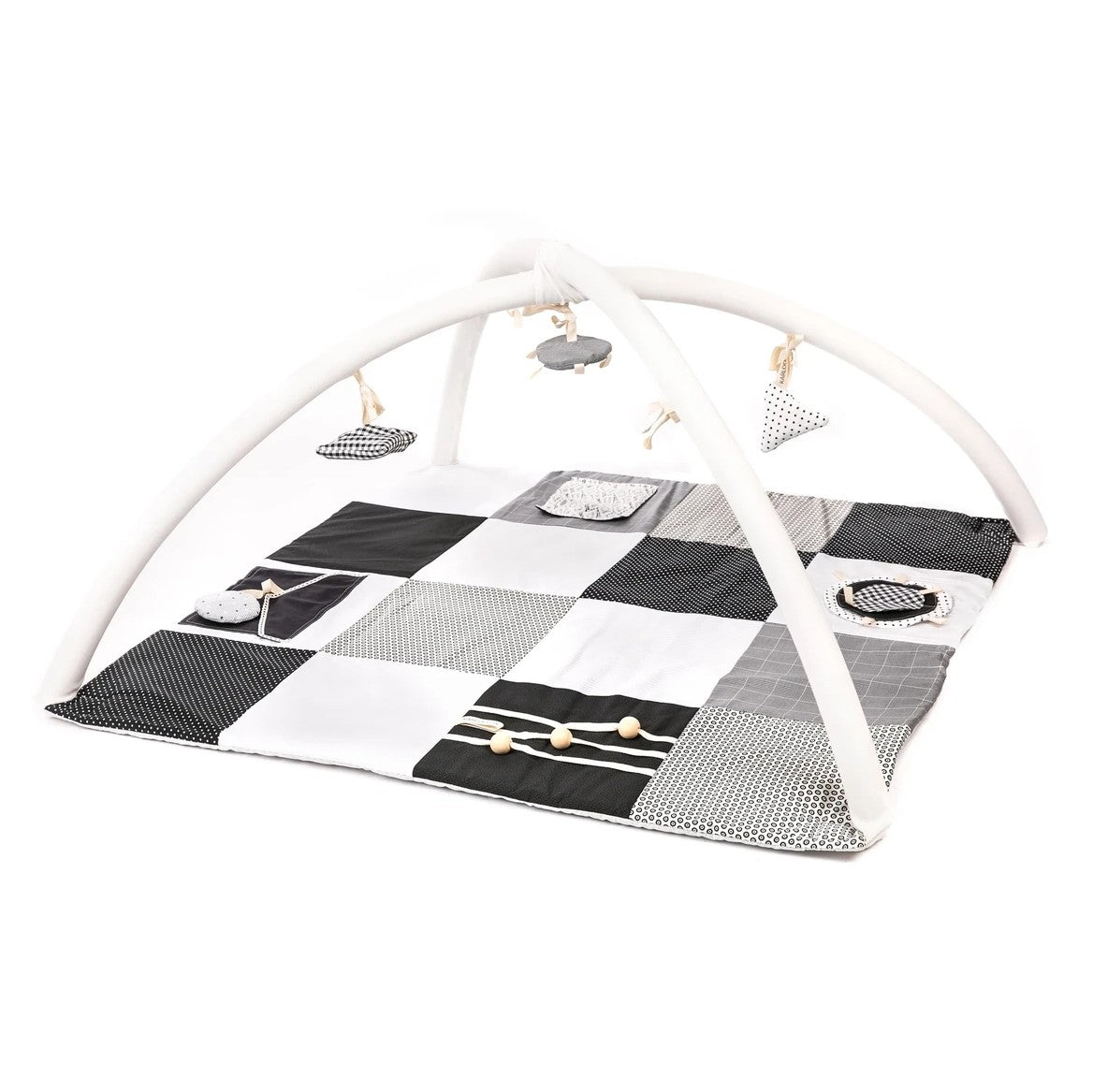 Tapis d'éveil bébé 100x100 noir et blanc Karloova