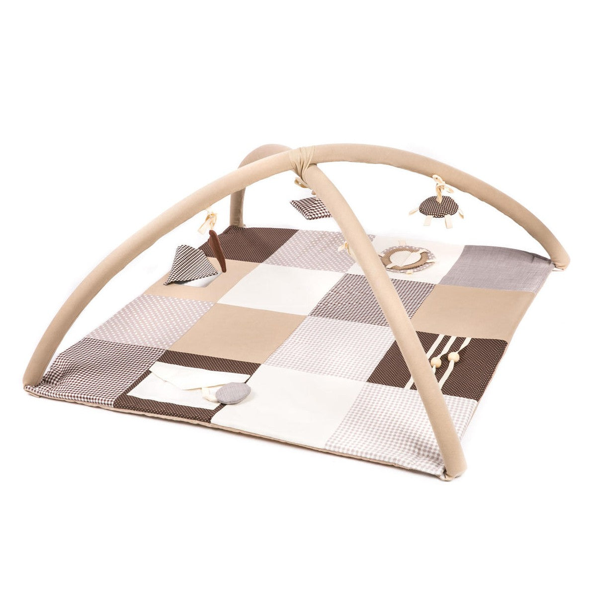 Tapis d'éveil bébé 100x100 marron Karloova