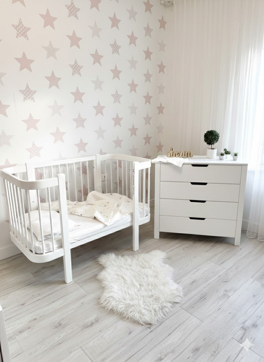 Lit bébé évolutif KOTTO Elin avec matelas, blanc