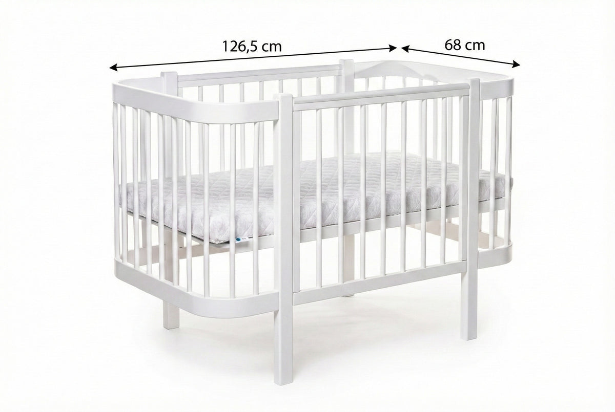 Lit bébé évolutif KOTTO Elin avec matelas, blanc