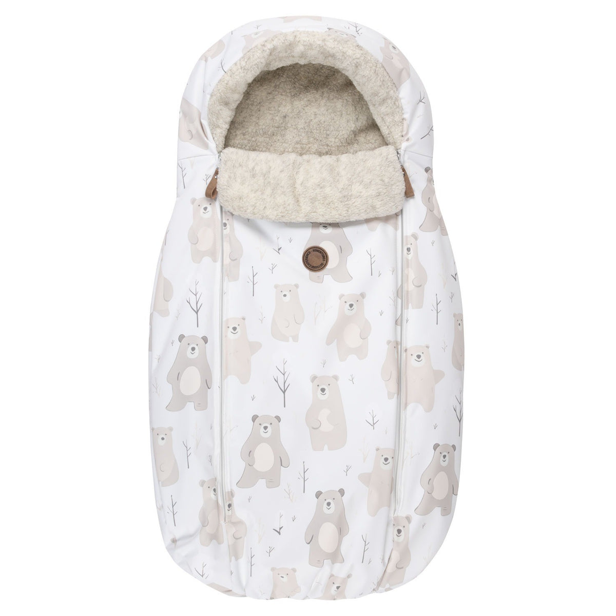 Winterfußsack Bärchenmuster Weiß und Beige Lenne