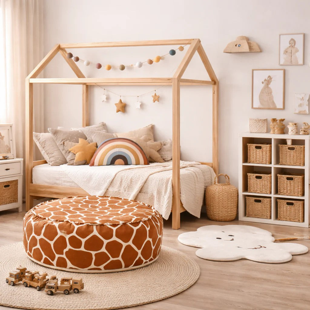 Pouf enfant rond motif girafe bees&blooms – vue 2