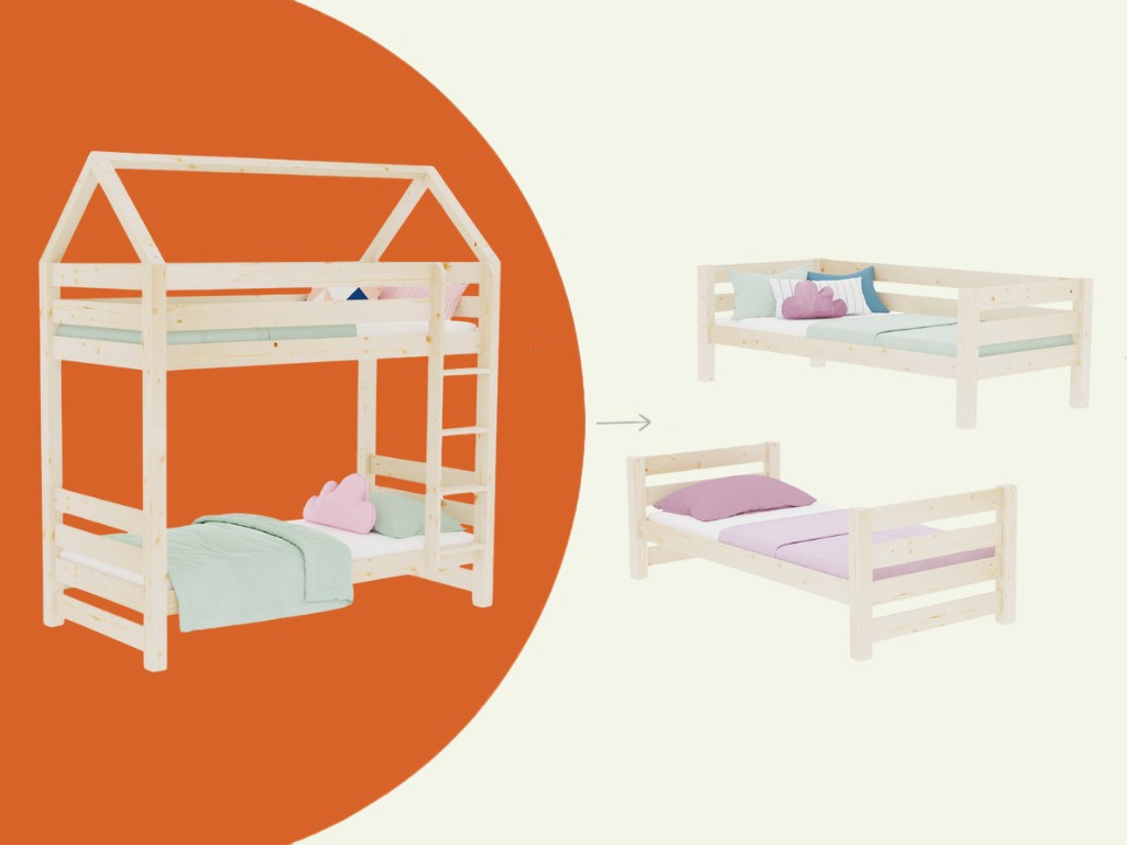 Etagenbett ALPY in Hausform mit Leiter Benlemi – Ansicht 3