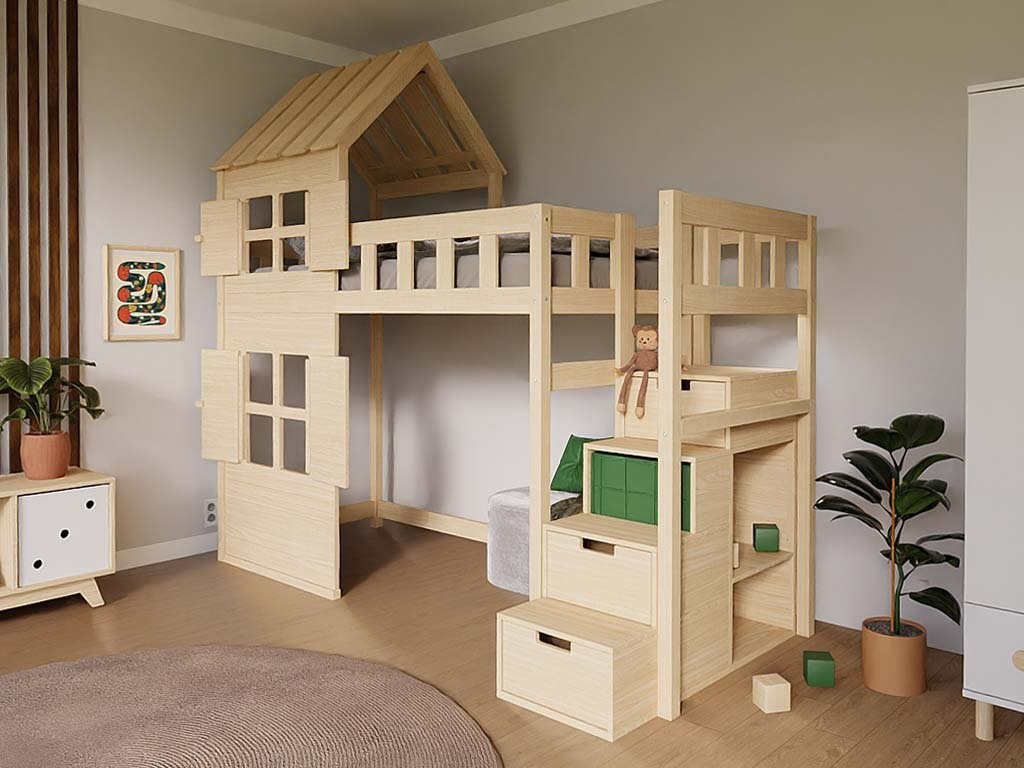 Lit mezzanine cabane COTTAGE Benlemi – vue 4