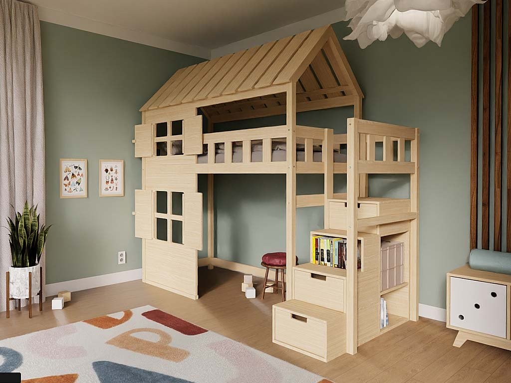Lit surélevé cabane COTTAGE Benlemi – vue 4