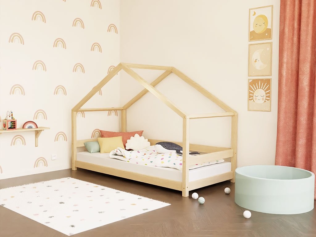 Cama casita baja LUCKY tejado frontal 80–90 cm Benlemi – vista 4