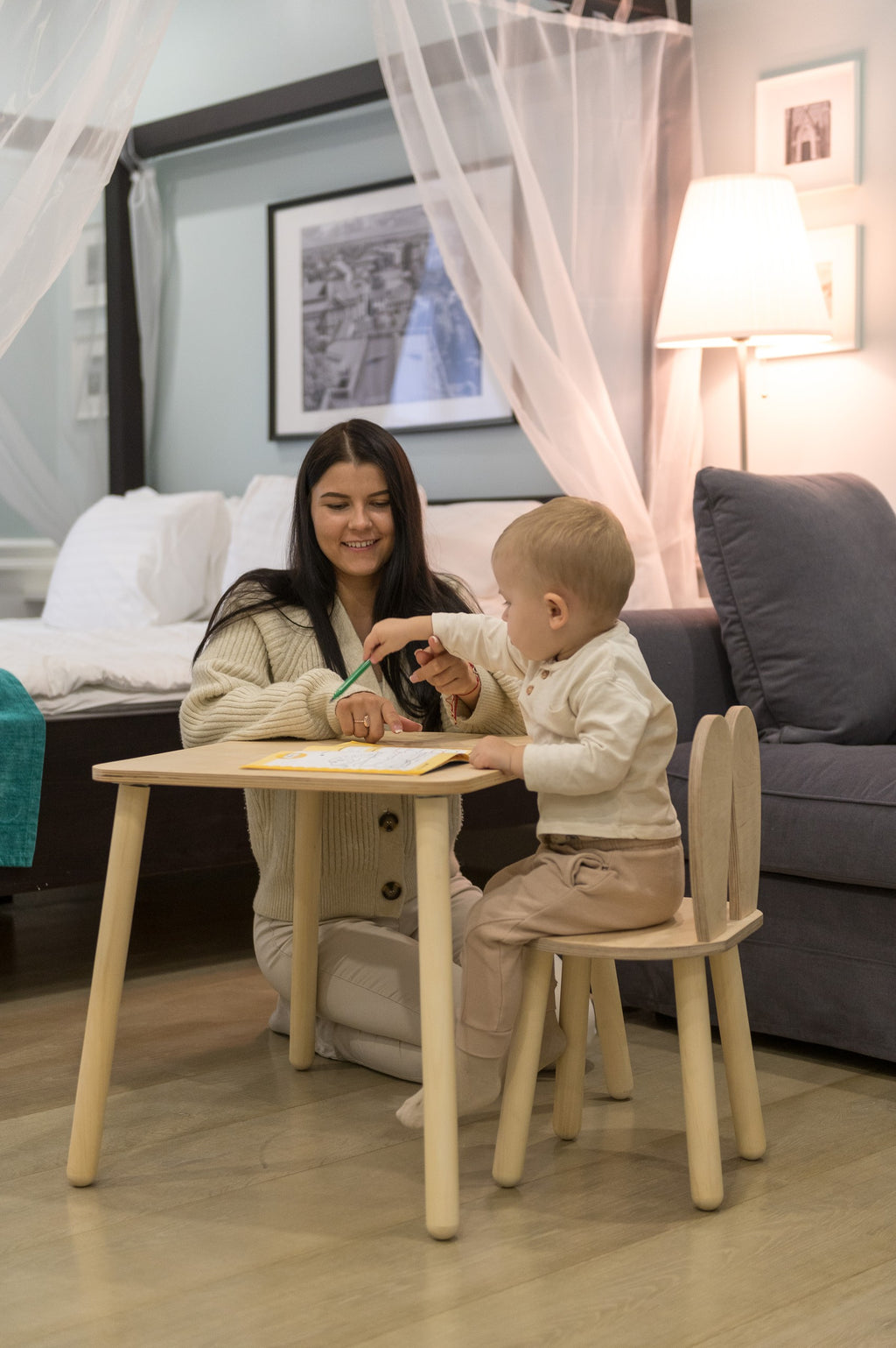 Table et chaise enfant Family-scl Lapin en bouleau