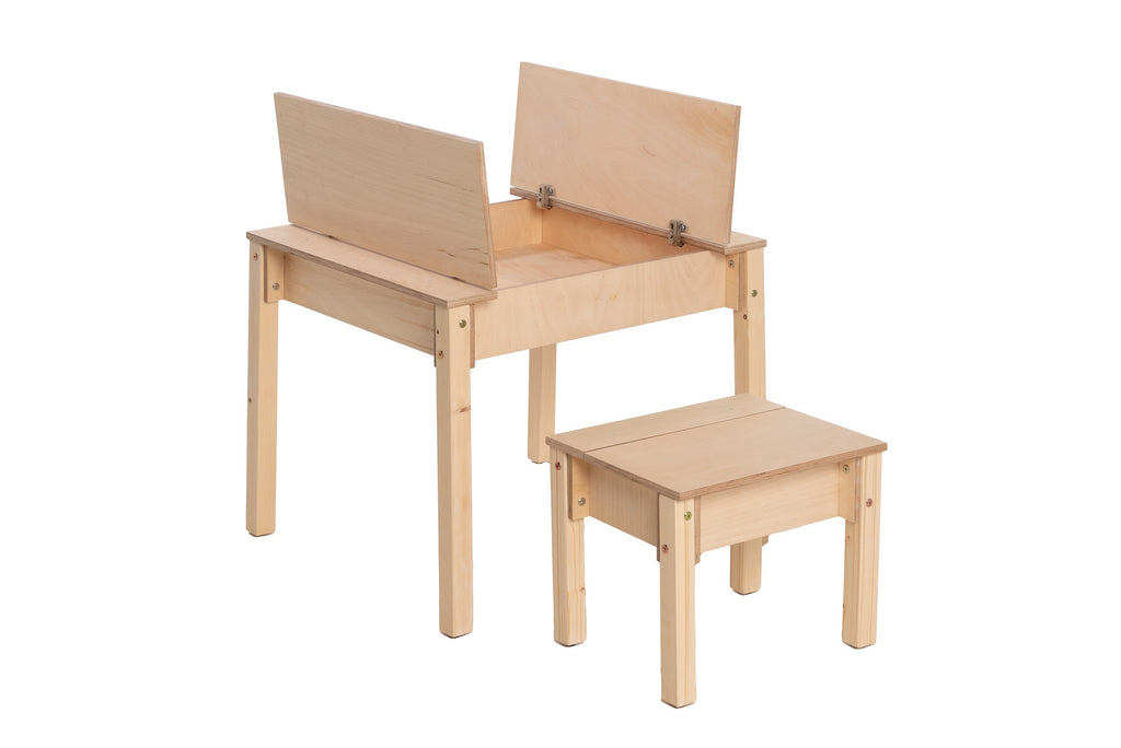 Table et chaise enfant Family-scl avec rangements en bouleau