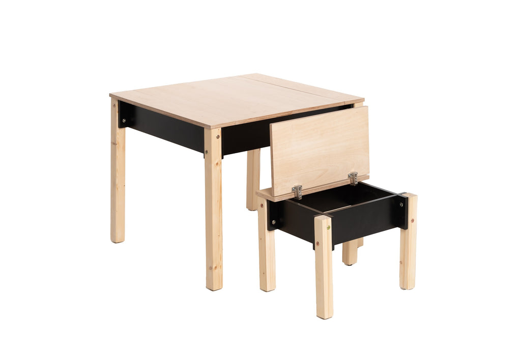 Table et chaise enfant Family-scl avec rangements en bouleau