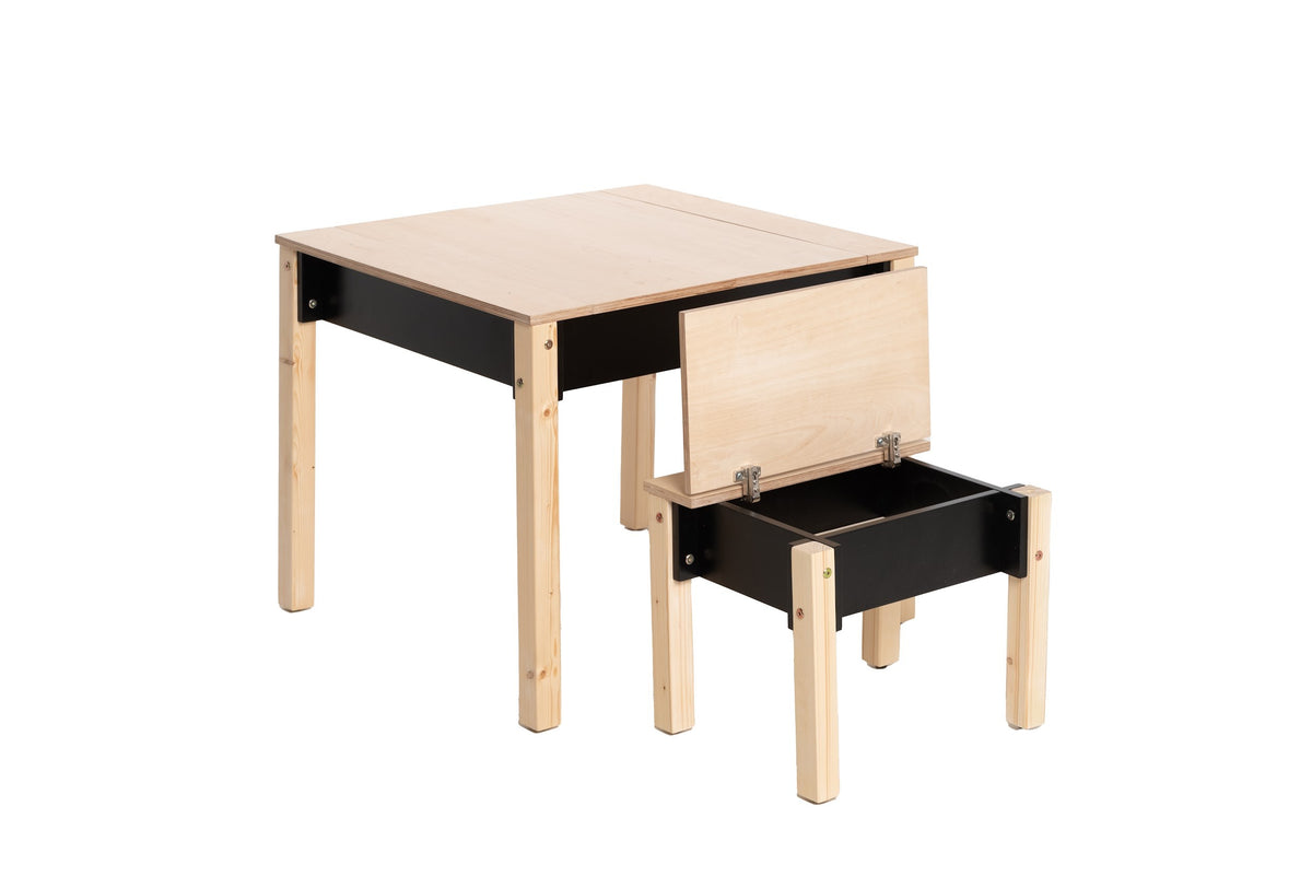 Table et chaise enfant Family-scl avec rangements en bouleau