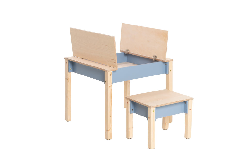 Table et chaise enfant Family-scl avec rangements en bouleau
