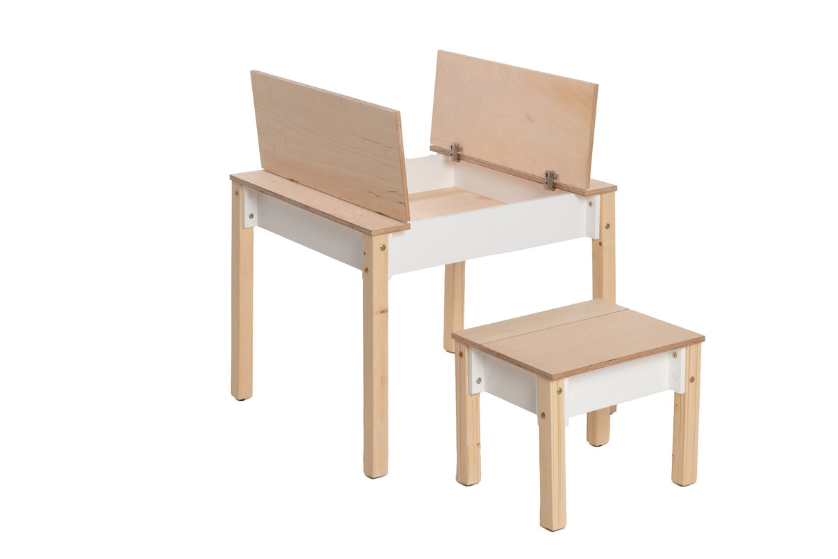 Table et chaise enfant Family-scl avec rangements en bouleau