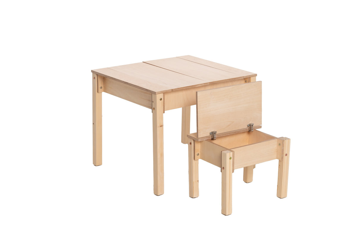 Table et chaise enfant Family-scl avec rangements en bouleau