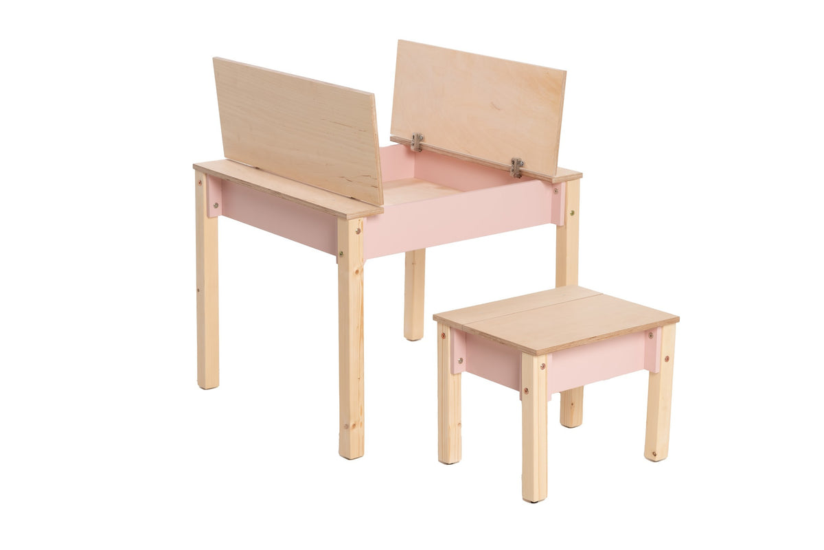 Table et chaise enfant Family-scl avec rangements en bouleau
