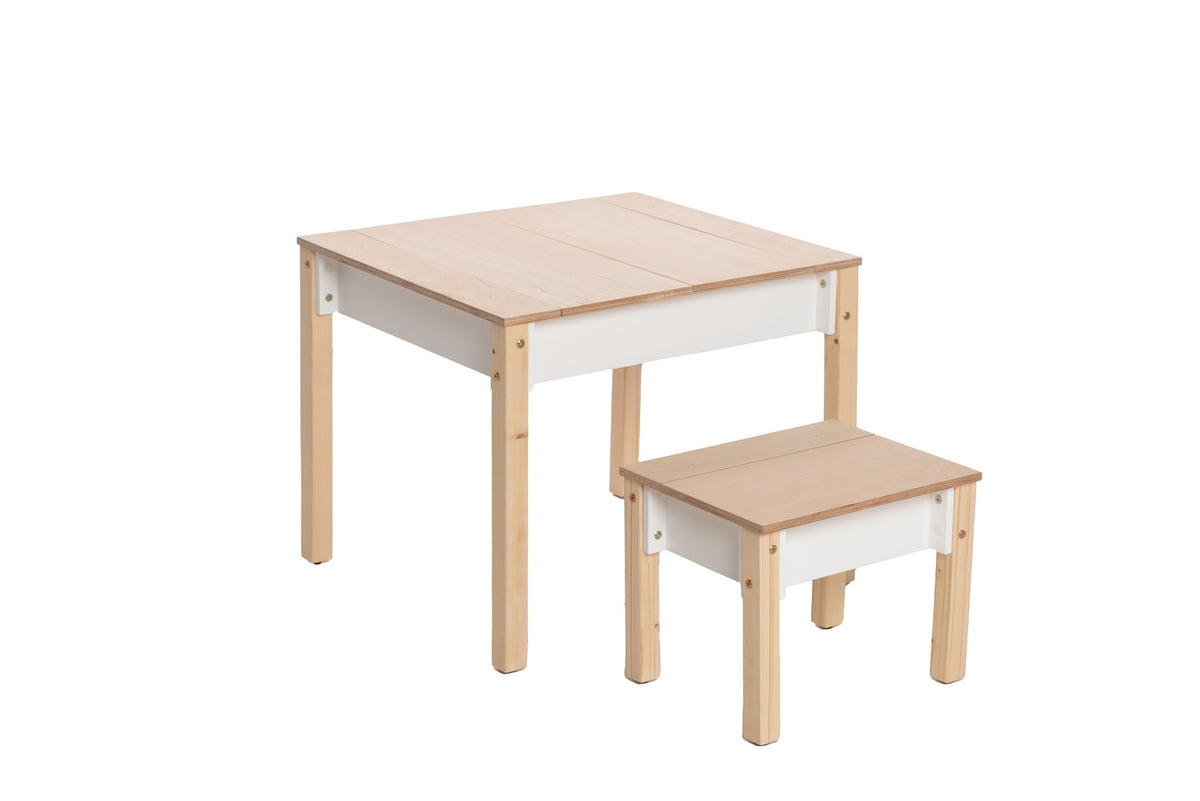 Table et chaise enfant Family-scl avec rangements en bouleau