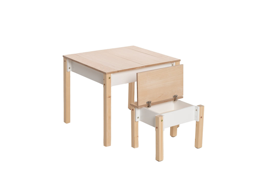Table et chaise enfant Family-scl avec rangements en bouleau
