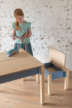 Table et chaise enfant Family-scl avec rangements en bouleau
