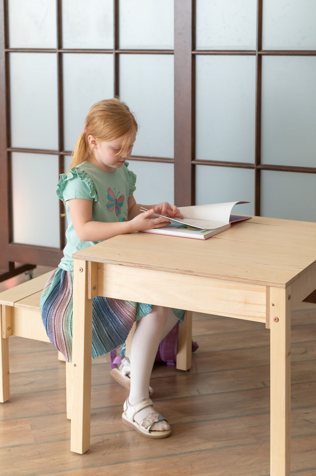 Table et chaise enfant Family-scl avec rangements en bouleau