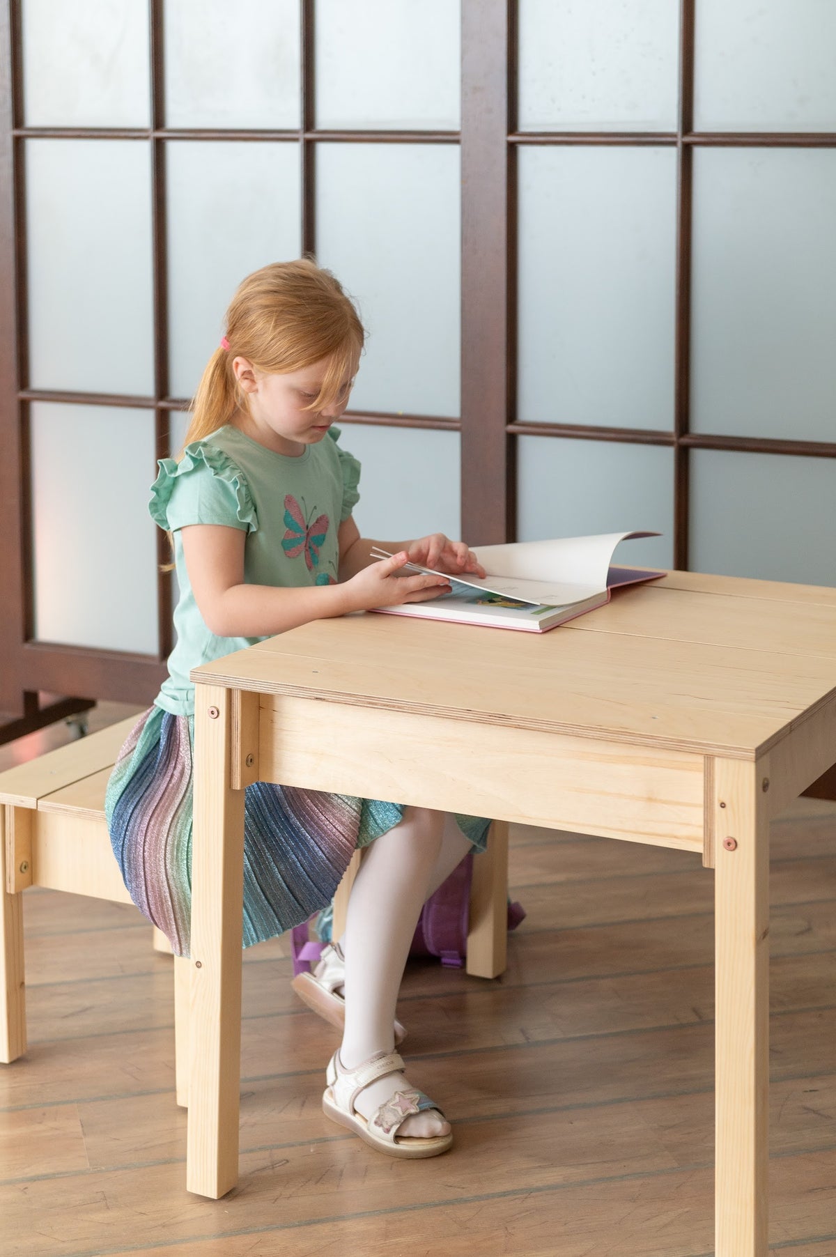 Table et chaise enfant Family-scl avec rangements en bouleau