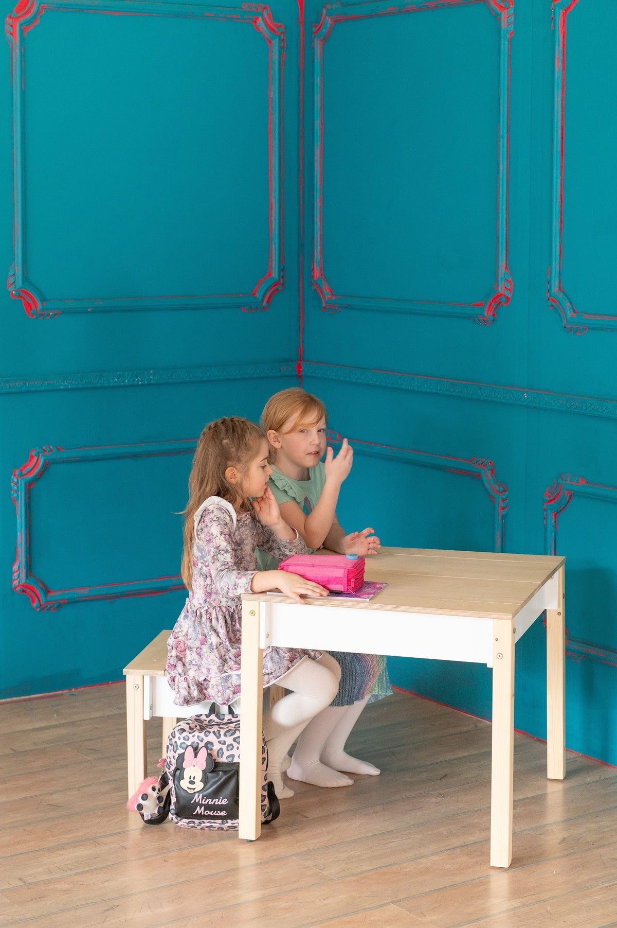Table et chaise enfant Family-scl avec rangements en bouleau