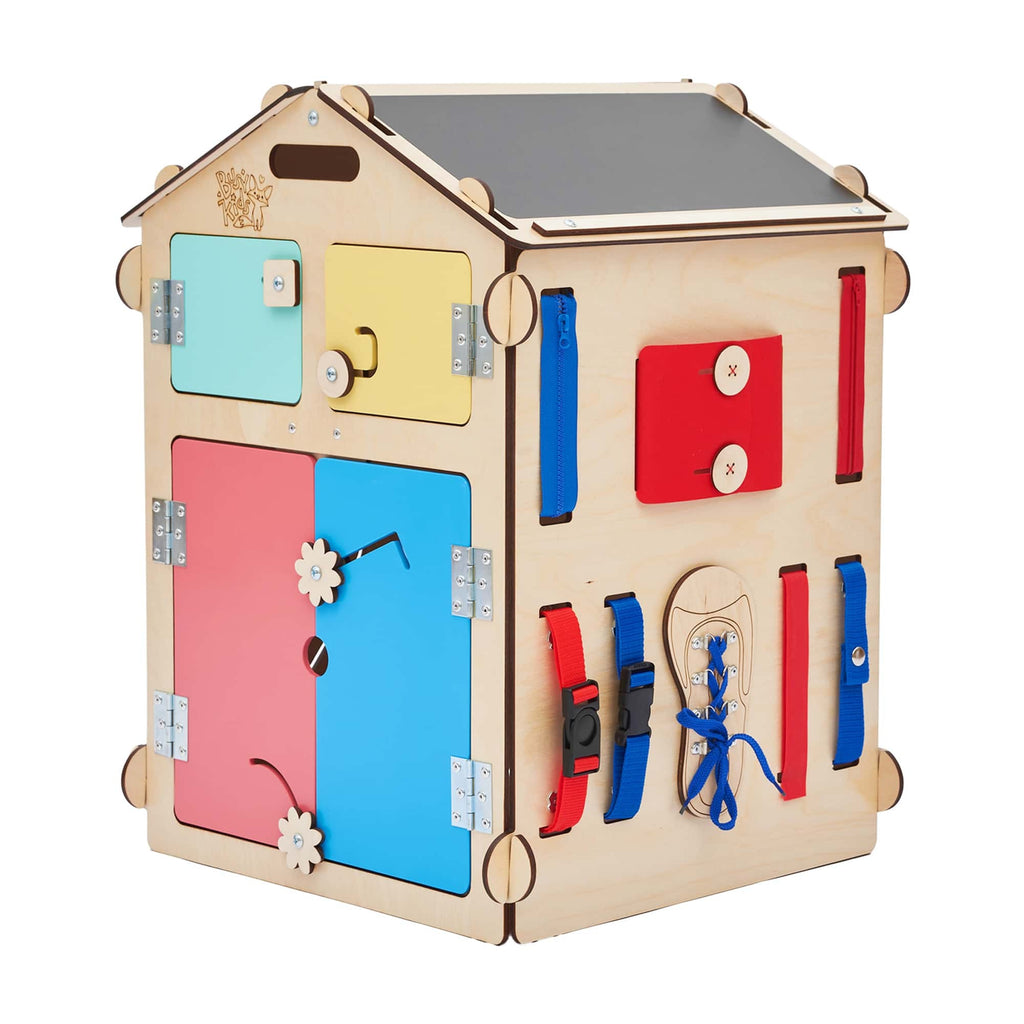 Maison busy board BusyKids en bouleau, naturel