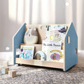 Bibliothèque double face à roulettes BusyKids, bleu clair