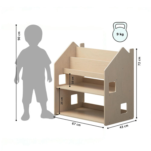 Bibliothèque et rangement à jouets BusyKids 2 en 1, naturel