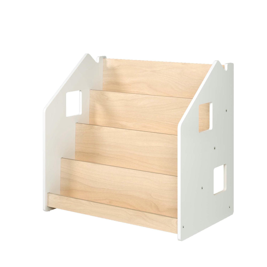 Bibliothèque frontale Montessori BusyKids, gris et blanc