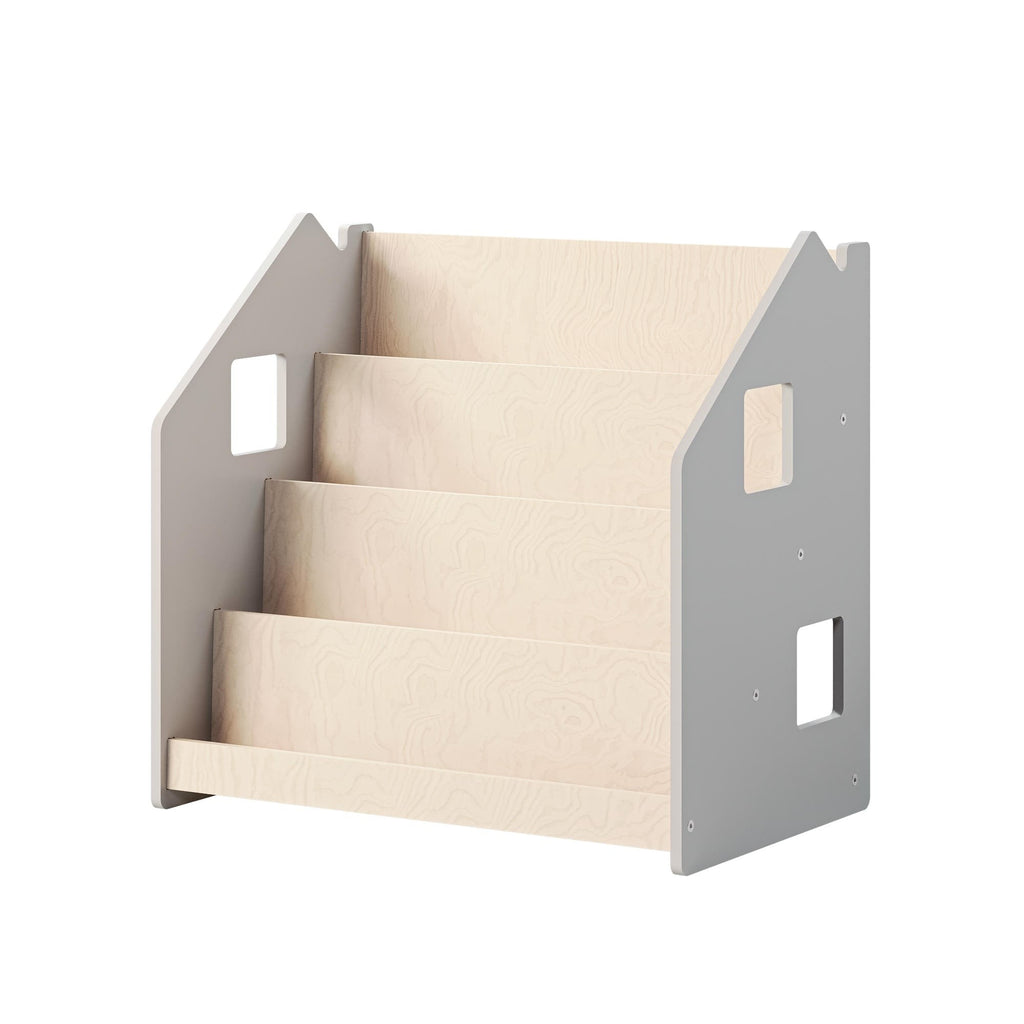 Bibliothèque frontale Montessori BusyKids, gris et blanc