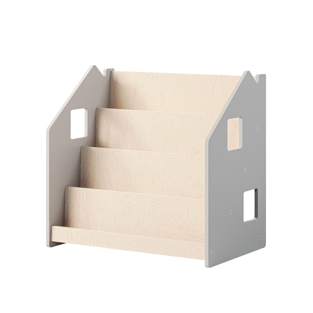 Bibliothèque frontale Montessori BusyKids, gris et blanc
