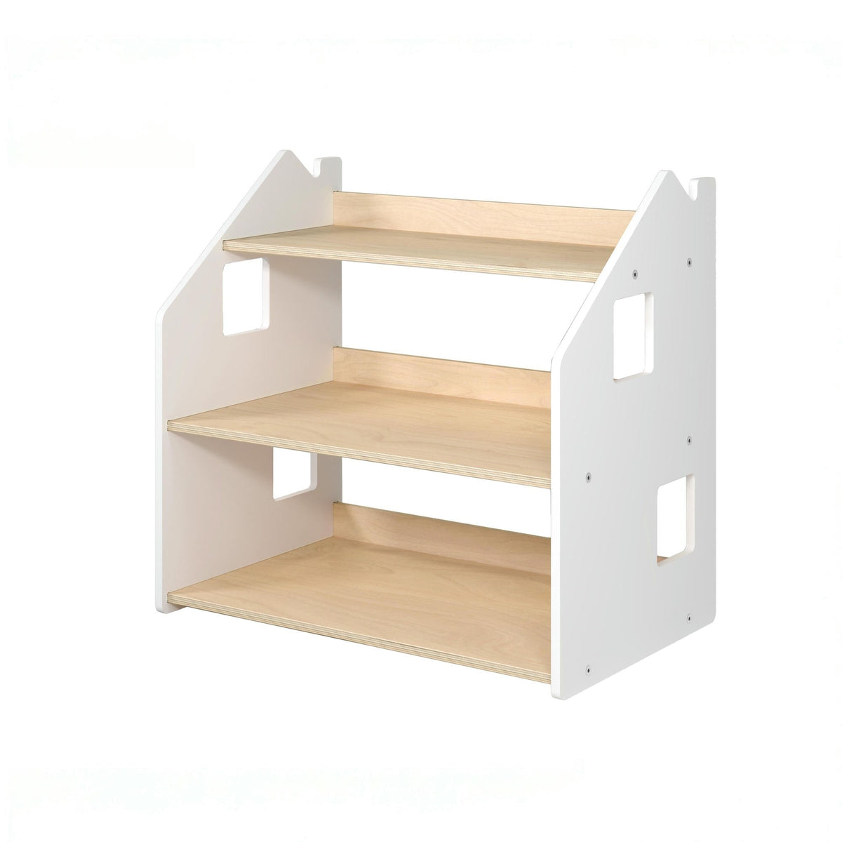 Étagère à jouets Montessori BusyKids en bouleau, gris et blanc