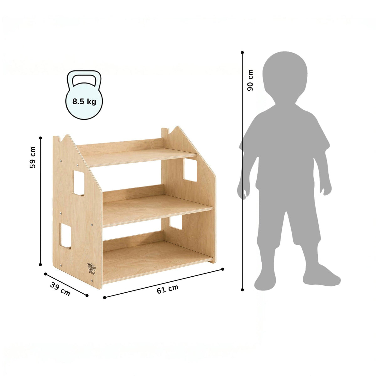 Étagère à jouets Montessori BusyKids en bouleau, naturel