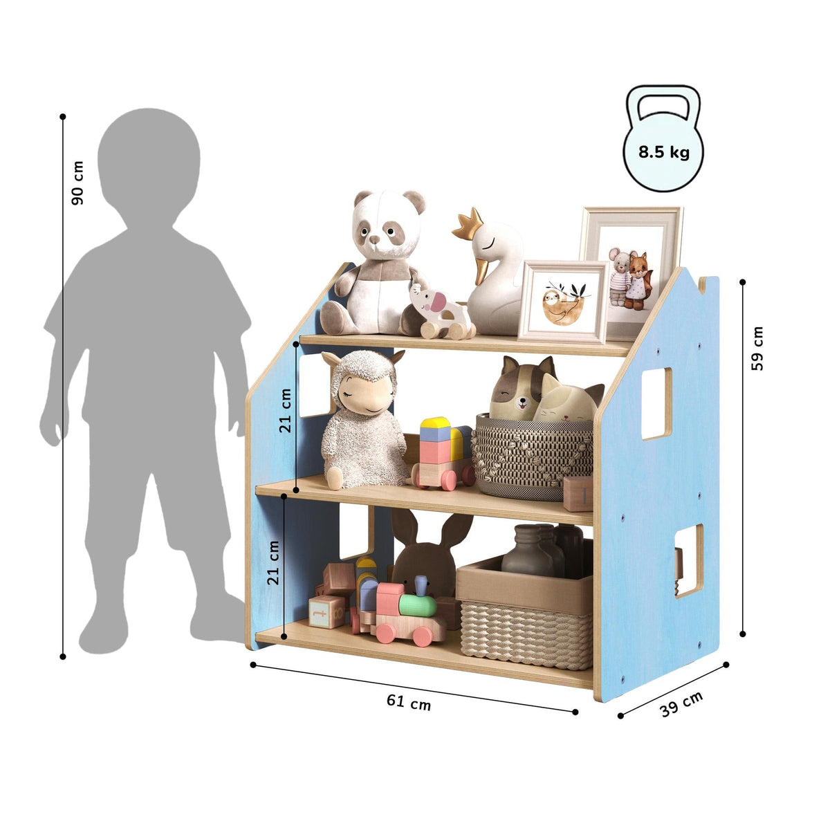 Étagère à jouets Montessori BusyKids en bouleau, pastel