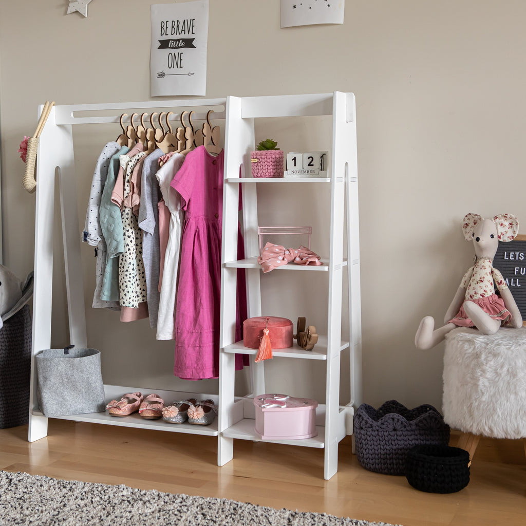 Appendiabiti per bambini con ripiani Montessori House Bed – vista 19