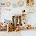 Appendiabiti per bambini con ripiani Montessori House Bed