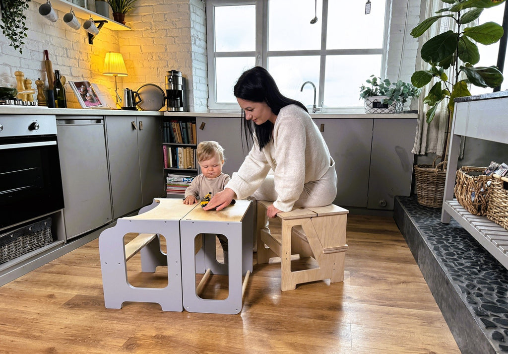 Chaise marchepied pliable Family-scl en bois massif