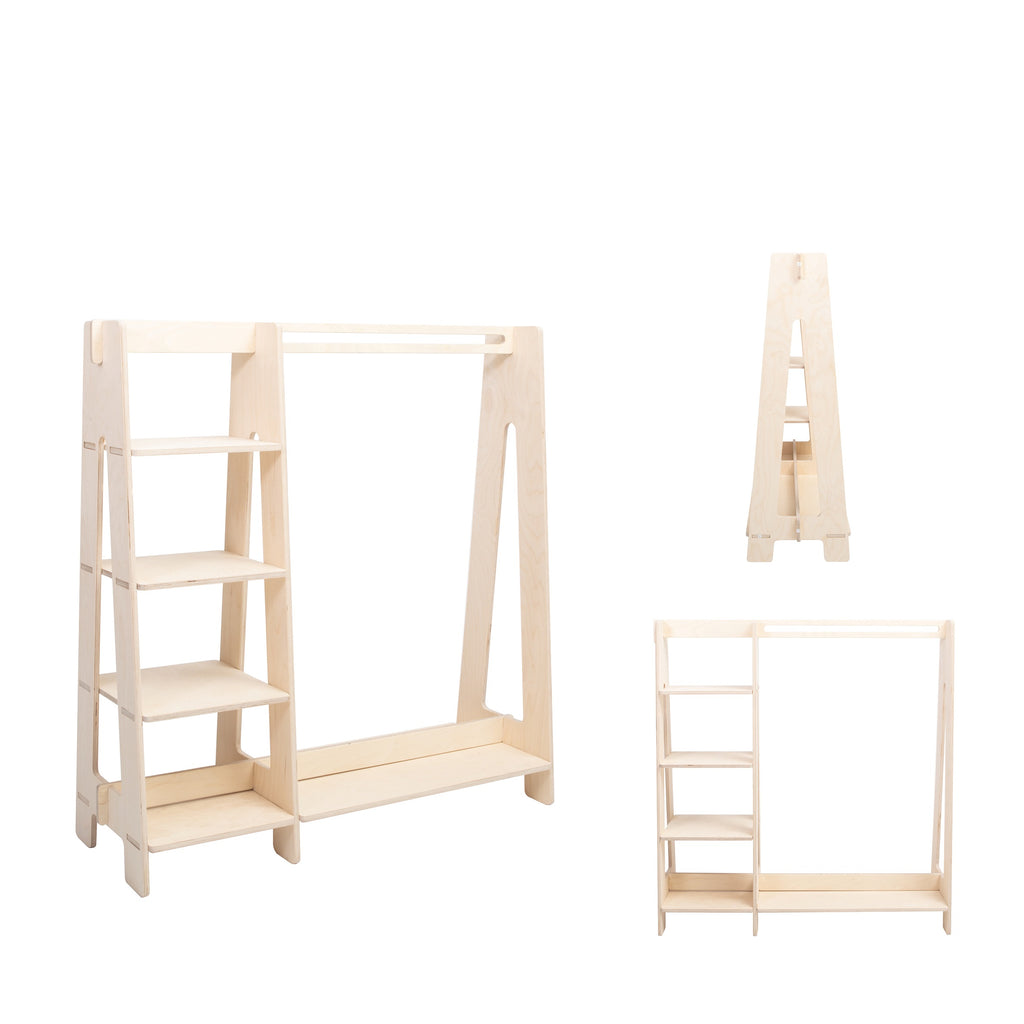 Appendiabiti per bambini con ripiani Montessori House Bed – vista 17
