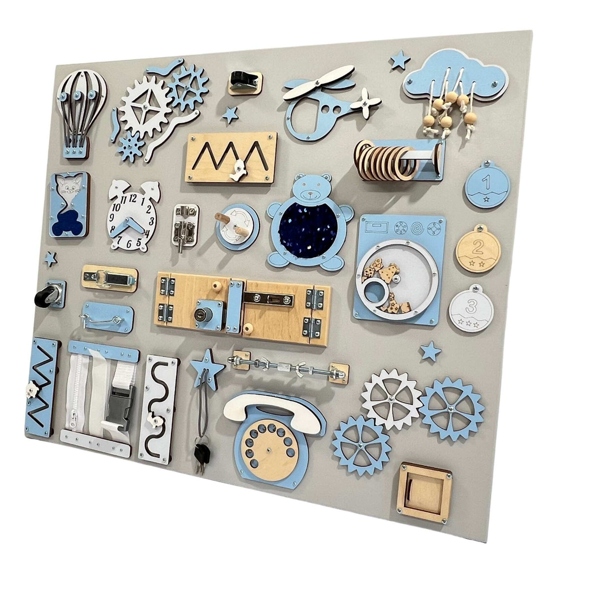 Ścienna tablica manipulacyjna 60×70 cm BusyBunnyToys – widok 8