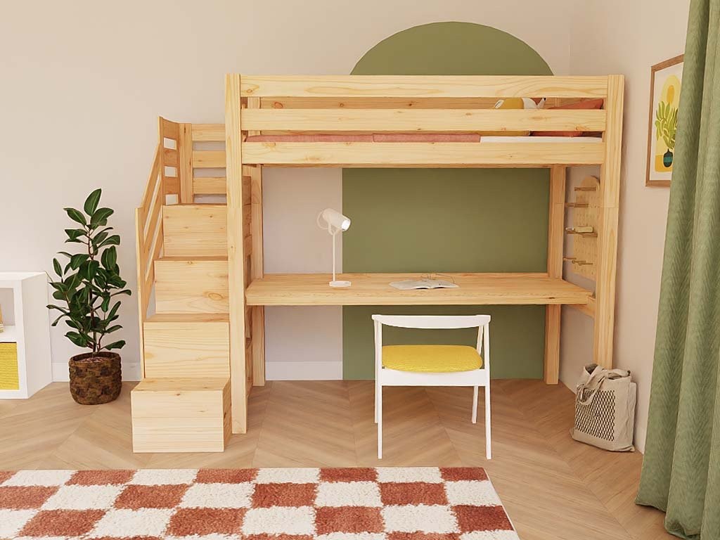 Cama alta MAKALU escalera y escritorio Benlemi – vista 6