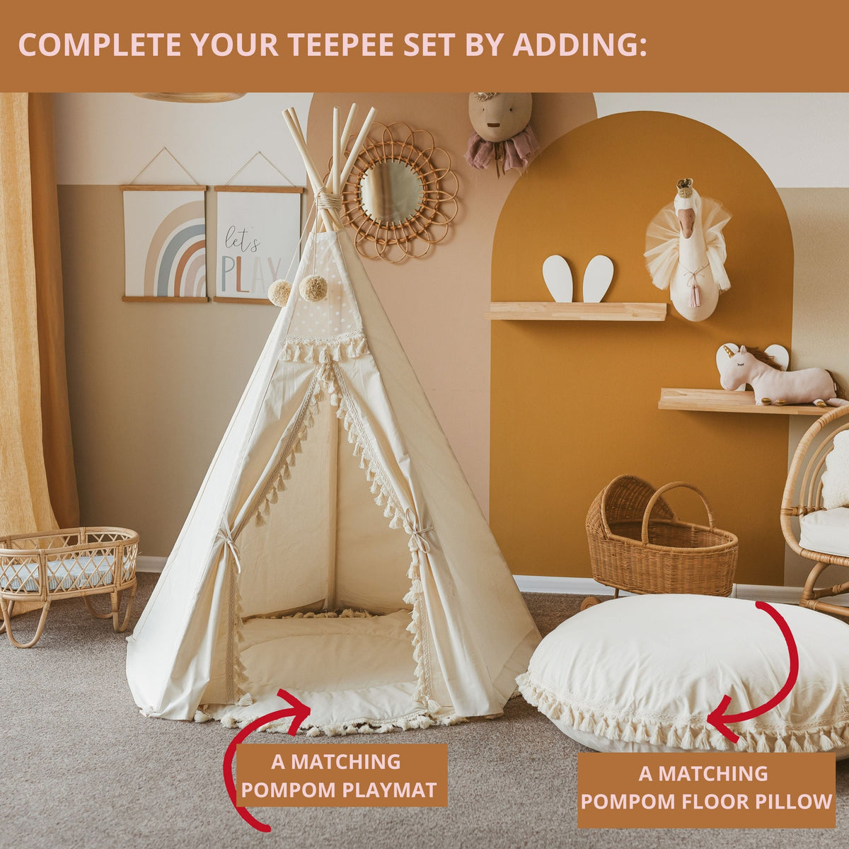 Tipi enfant Boho à glands écru Minicamp – vue 7