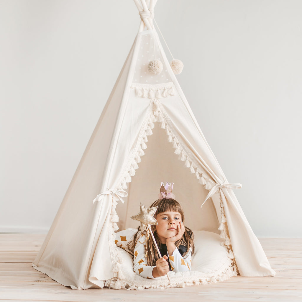 Tipi enfant Boho à glands écru Minicamp – vue 2