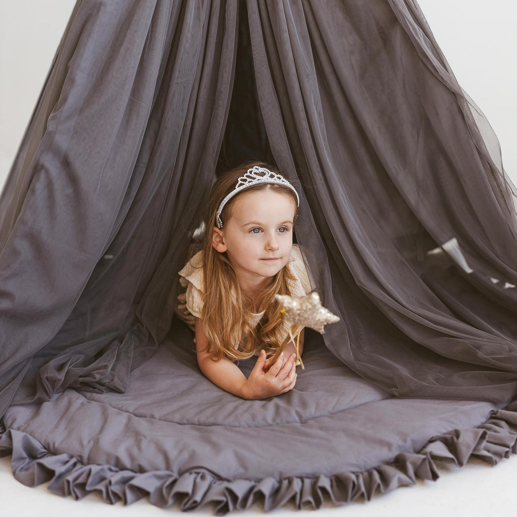 Tipi dla dzieci Fairy z tiulem szare Minicamp – widok 4