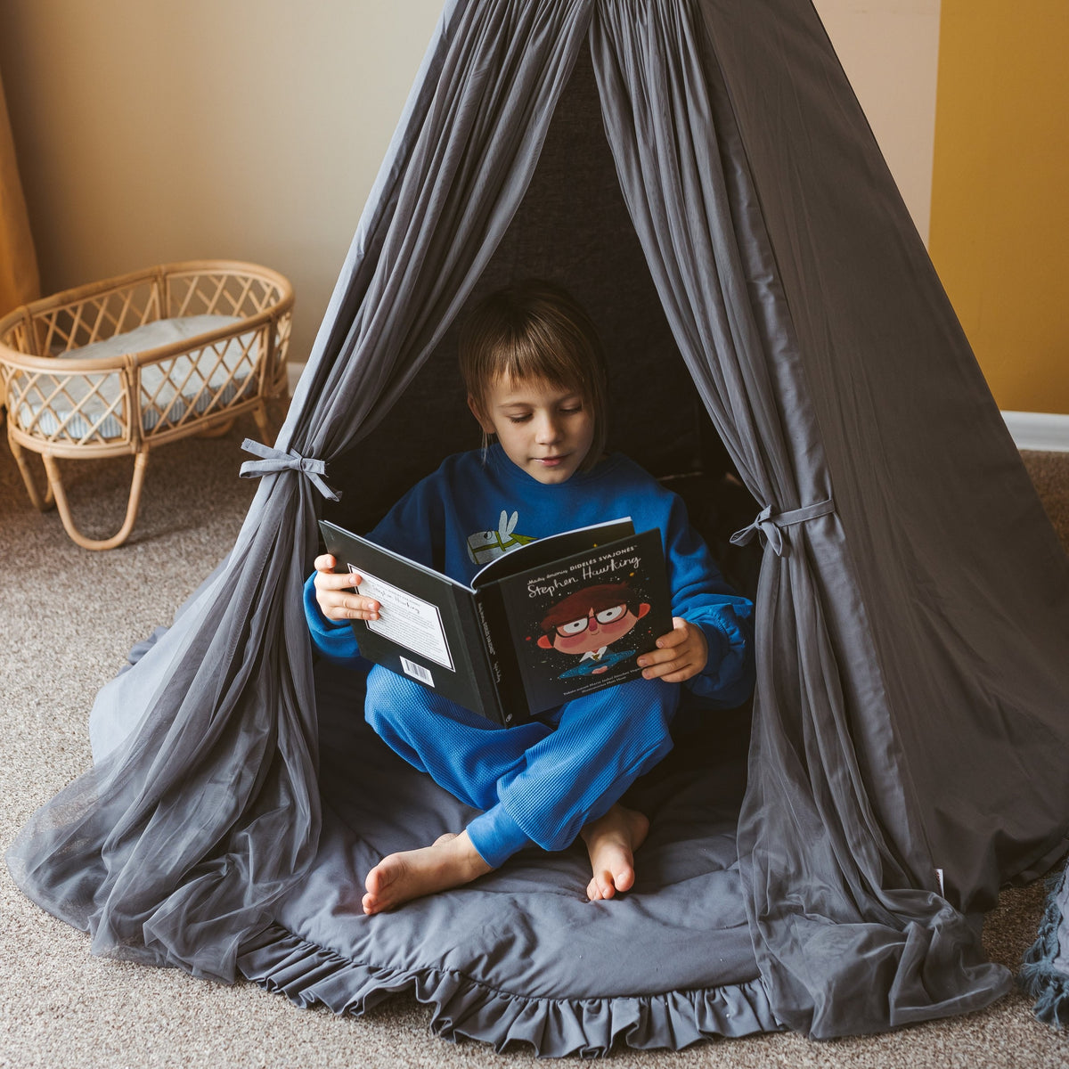 Tipi dla dzieci Fairy z tiulem szare Minicamp – widok 8